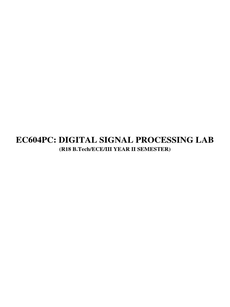 Digital Signal Processing Lab Exercises | PDF | Low Pass Filter ...