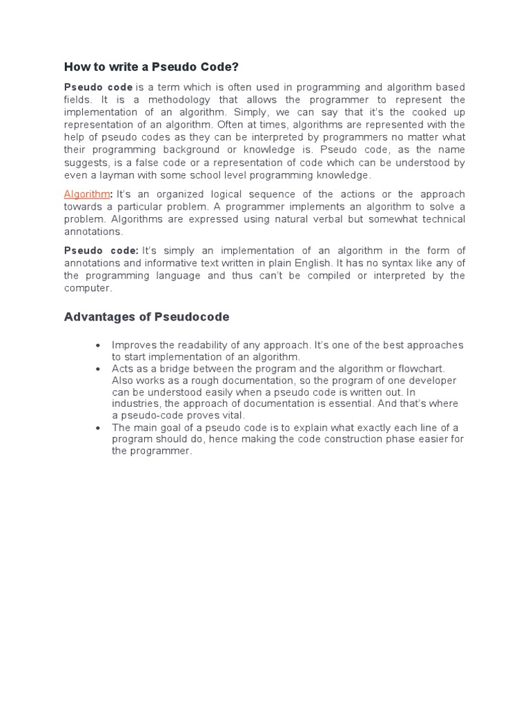 How To Write A Pseudo Code | PDF | Computer Programming | Control Flow