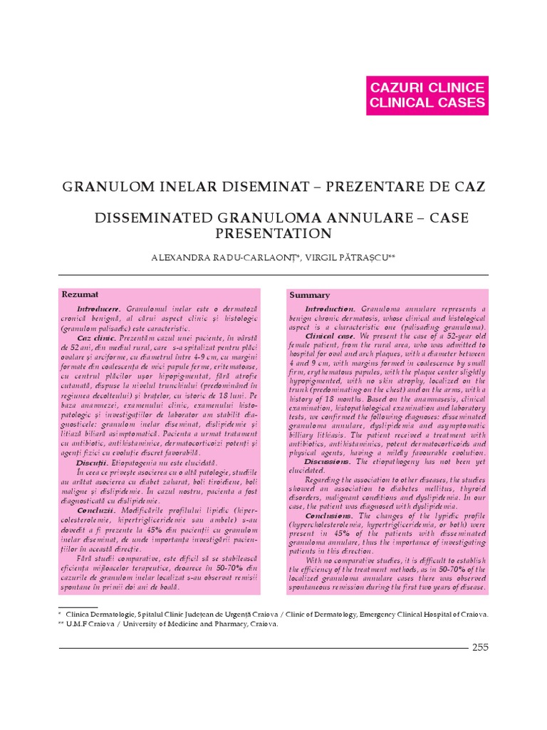 Granuloma Annulare and Dyslipidemia Case | PDF | Medicine | Clinical ...