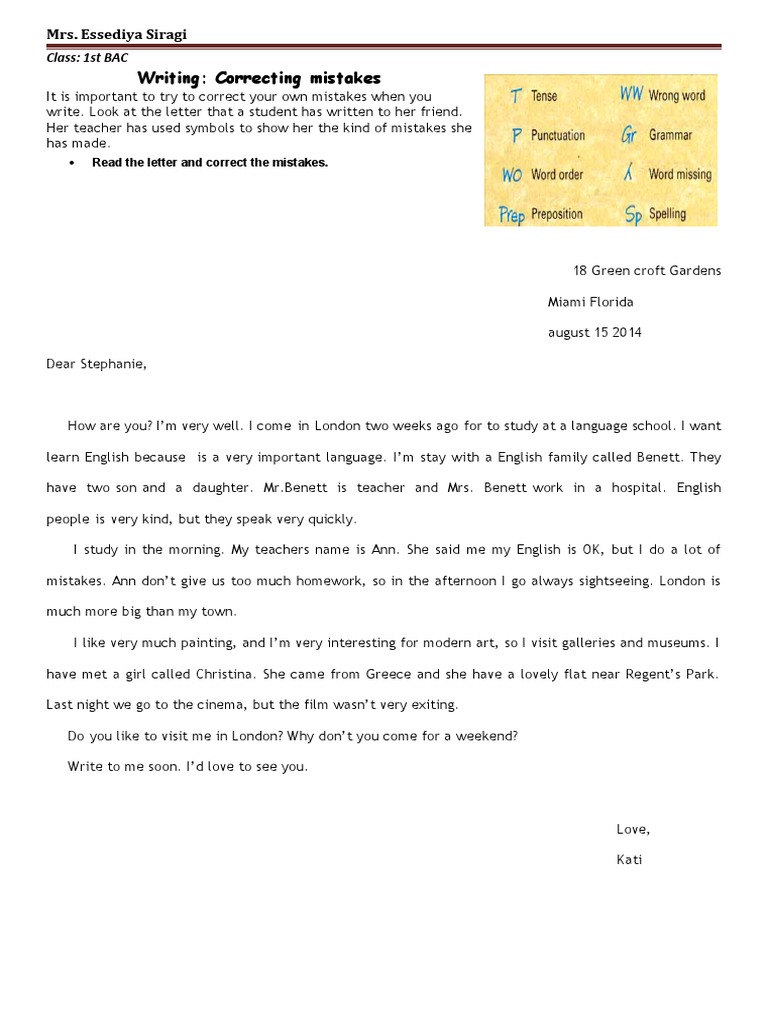 English Writing Correction Guide | PDF