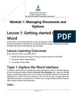 Lesson 1: Getting Started With Word: Module 1: Managing Documents and Options