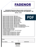 Caderno: Processo Seletivo Público para Contratação Temporária Da Prefeitura Municipal de Almenara - MG EDITAL 1/2019