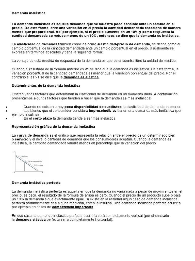 Demanda Inelástica: Definición y Ejemplos | PDF | Elasticidad (economía ...