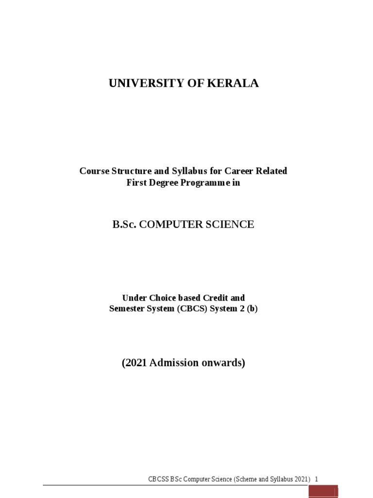 BSC Computer Sscience 2021 Syllabus Kerala University | PDF | Databases |  Central Processing Unit