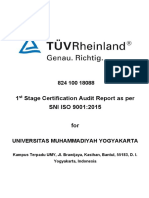 1 Stage Certification Audit Report As Per SNI ISO 9001:2015 For