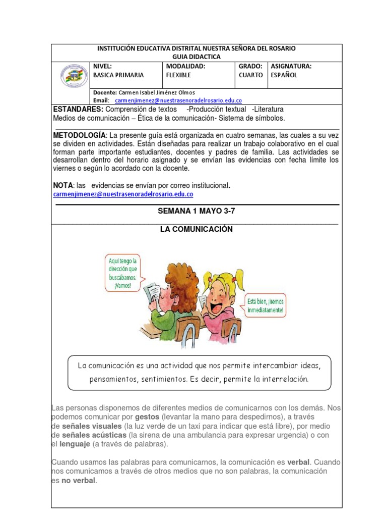 Guía Didáctica para Cuarto Grado | PDF | Comunicación | Cognición
