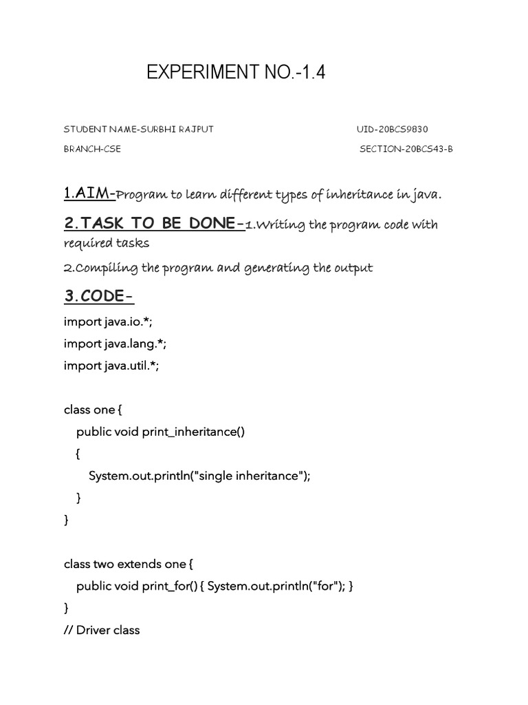 Java Inheritance Types Explained | PDF | Java (Programming Language ...