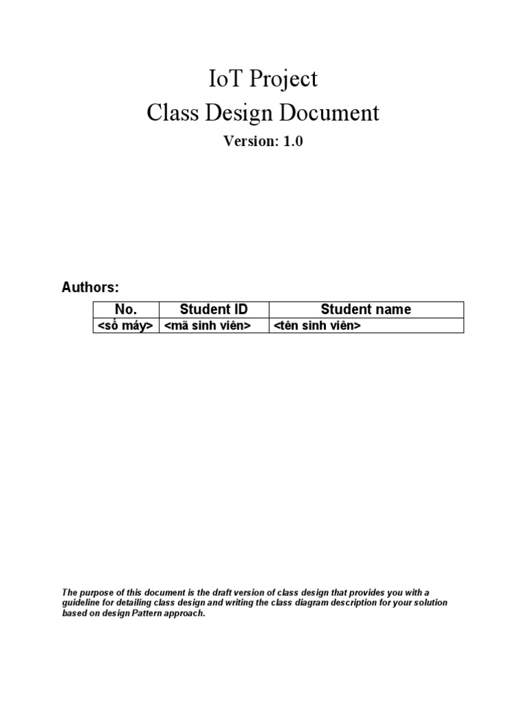 IoT Class Design Document Guide | PDF | Method (Computer Programming ...