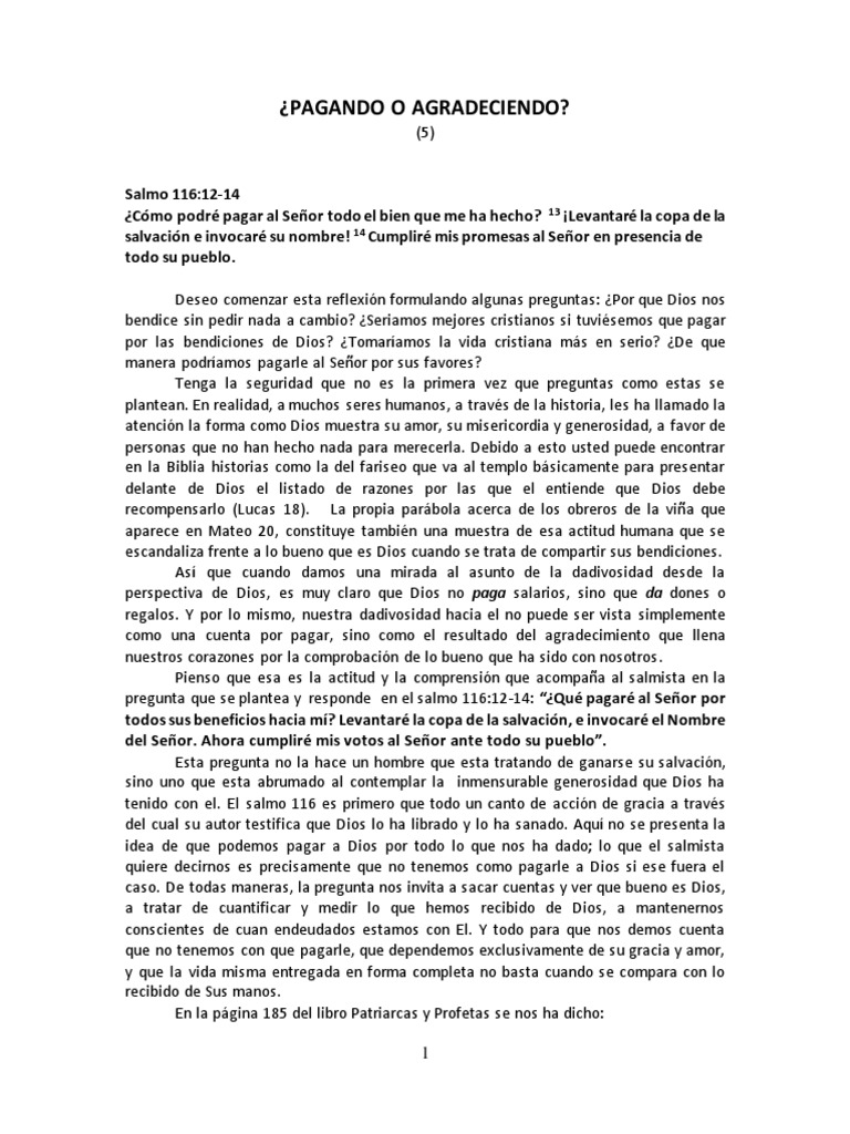 Agradecimiento y Gratitud a Dios | PDF | Salvación | Salmos