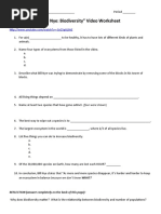 "Bill Nye: Biodiversity" Video Worksheet: REFLECTION (Answer Completely On The Back of This Page)