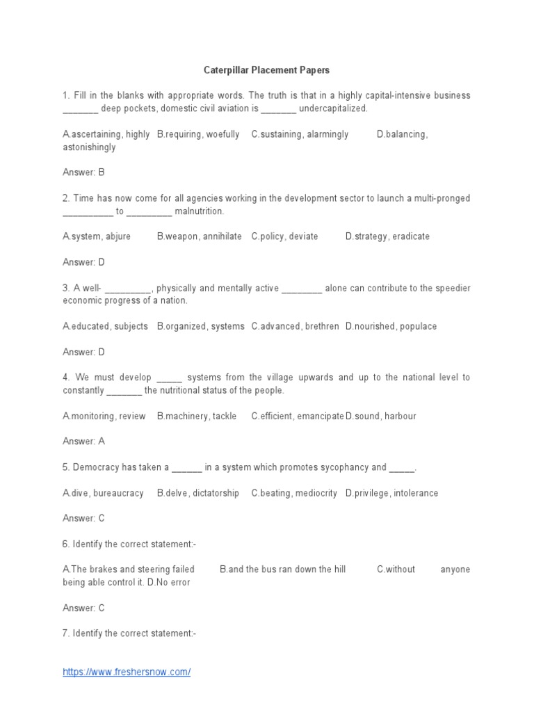 Caterpillar Placement Papers PDF United Kingdom Scotland