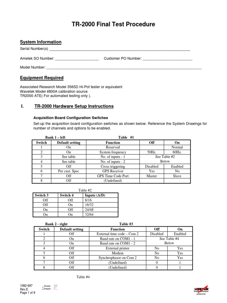 TR-2000 Final Test Procedure | PDF | Bios | Booting