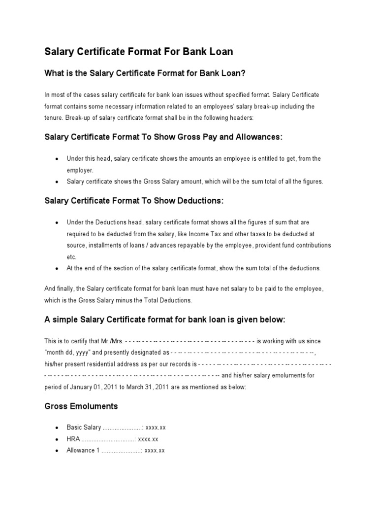 SALARY CERTIFICATE FORMAT FOR BANK LOAN IN WORD PDF DOWNLOAD intelligence overview