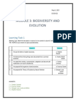 Module 3: Biodiversity and Evolution: Learning Task 1