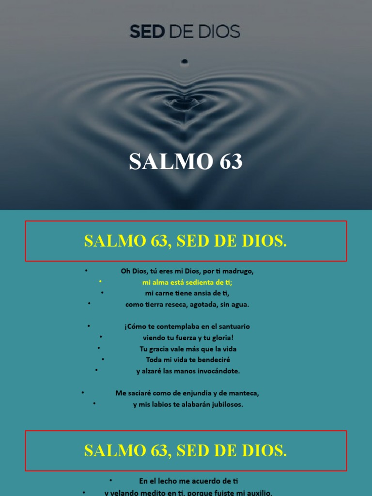 Salmo 63 Sed De Dios Pdf Salmos Amor