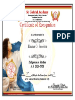 Diligence in Studies Certificate