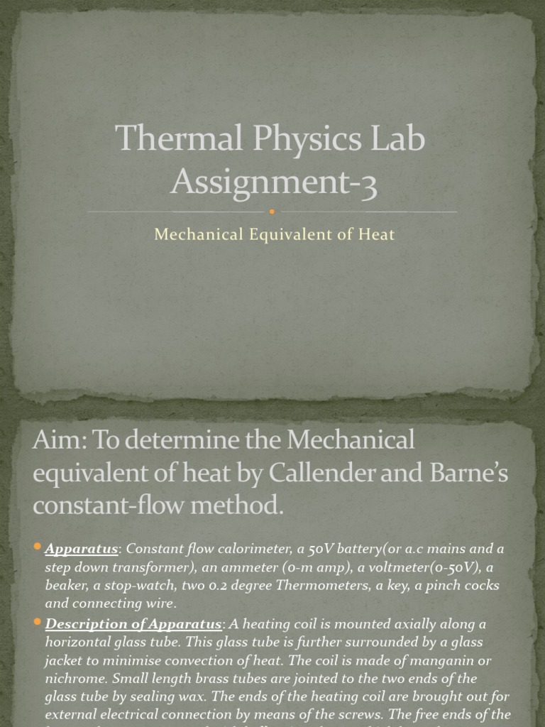 Thermal Physics Lab Assignment3 Mechanical Equivalent of Heat PDF