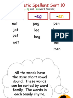 Alphabetic Spellers: Sort 10: Peg Net Pet Leg Jet Pen Hen Beg Pen Ten Men