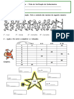 Ficha de Verificação de Conhecimentos de Matemática - 2º Ano