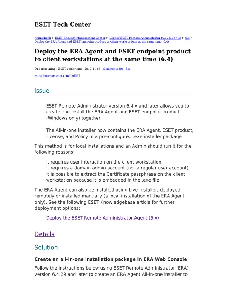 ESET ERA Agent Deployment Guide | PDF | Command Line Interface ...