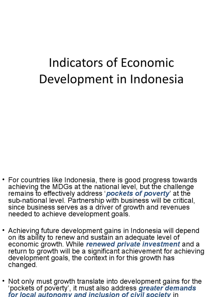 Indicators of Economic Development PDF Millennium Development Goals