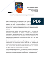 Artículo “Tecnologías de la Información y la Comunicación” 01092021