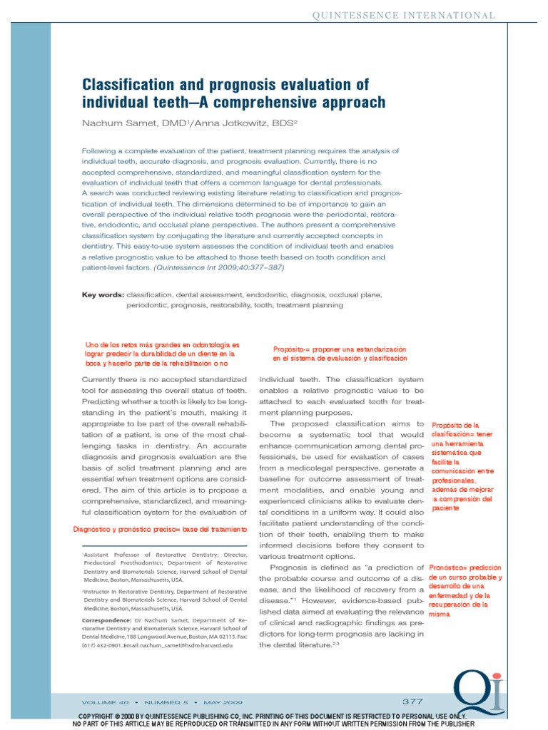 Classification and Prognosis | PDF | Periodontology | Dentistry