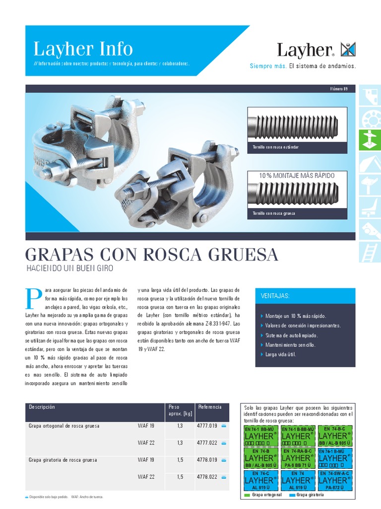 Layher Info 089 Grapas PDF Tornillo Procesos industriales