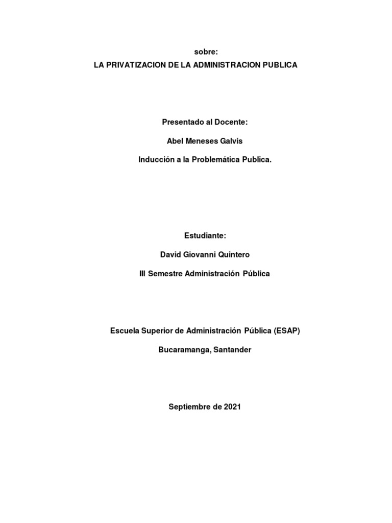 Impacto de la Privatización en la Administración Pública | PDF ...