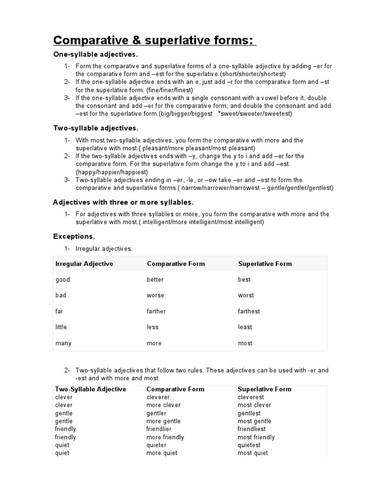 Comparative and Superlative Adjectives | PDF | Linguistics | Language ...
