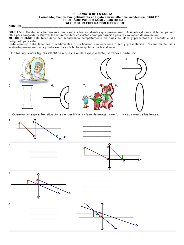 Taller de Óptica: Espejos y Lentes | PDF | Espejo | Arco iris