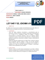Ley de 045 y El Idioma Aymara. WSL