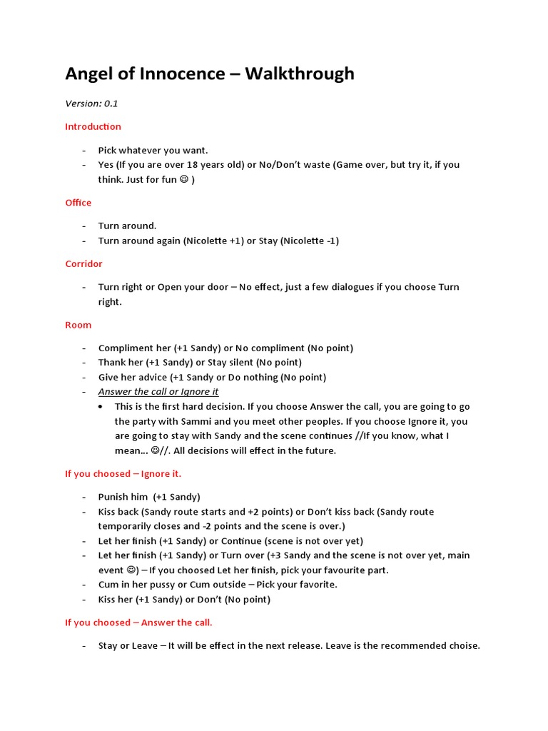 Angel of Innocence Walkthrough Guide | PDF