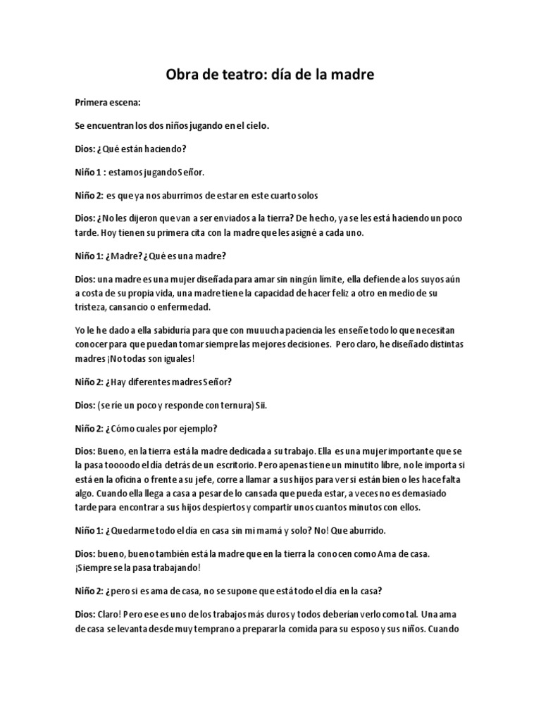 Obra de Teatro Día de Las Madres | PDF | Amor | Oración