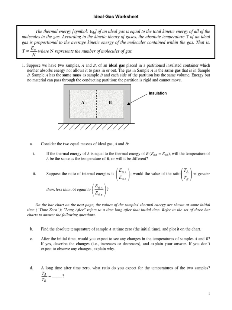 Ideal-Gas Worksheet: Insulation | PDF | Gases | Temperature