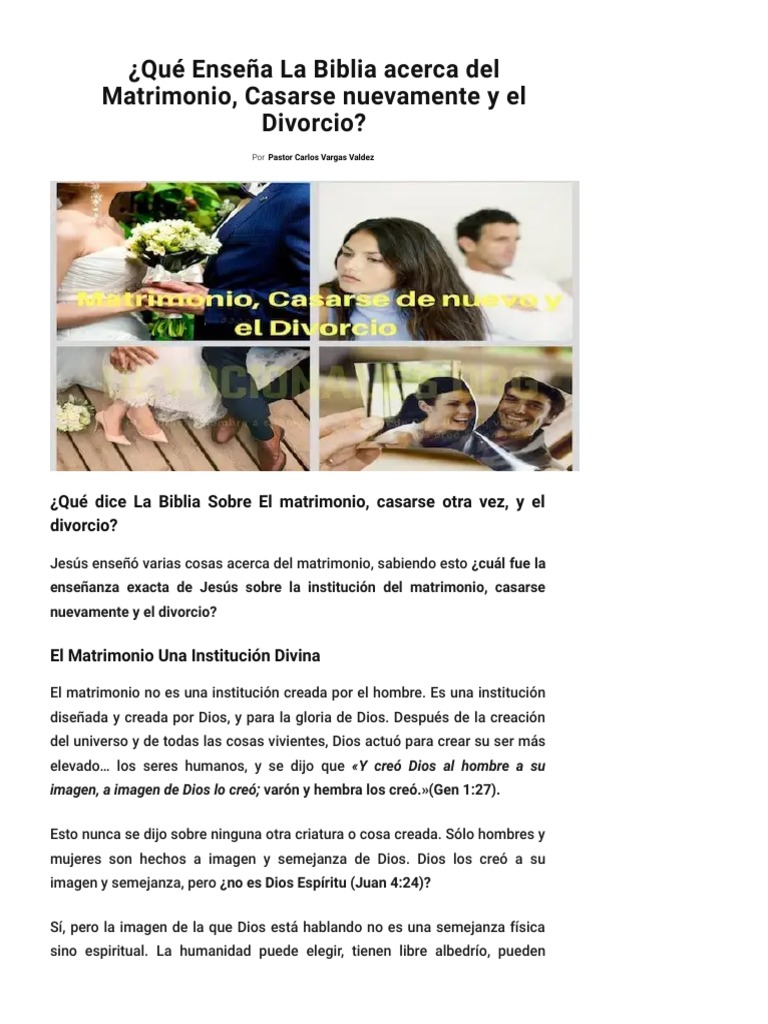 ¿Qué Dice La Biblia Del Matrimonio, Casarse de Nuevo y El Divorcio ...