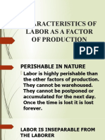Characteristics of Labor As A Factor of Production