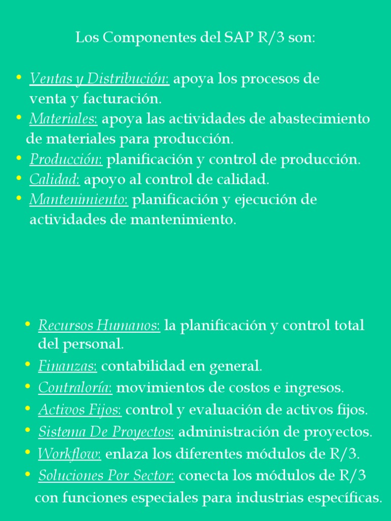Los Componentes Del SAP R/3 Son | PDF | Planificación | Software de la ...