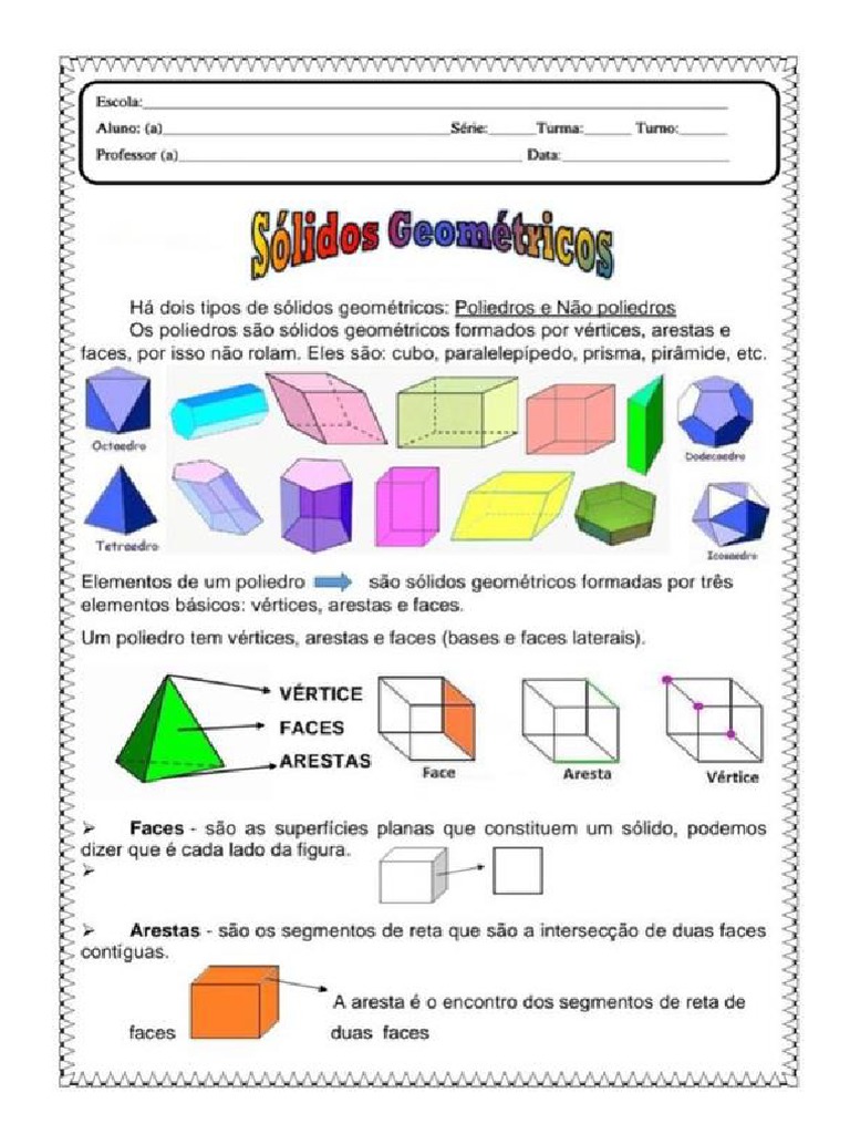 6º Ano-Trabalho de Geometria Espacial | PDF