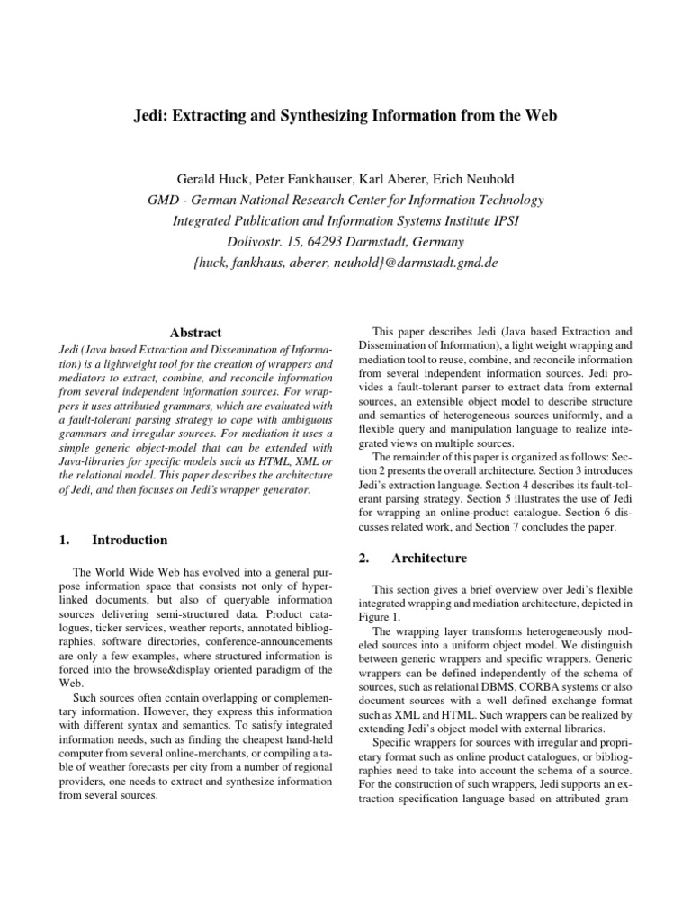 Jedi: Web Information Extraction Tool | PDF | Parsing | Xml