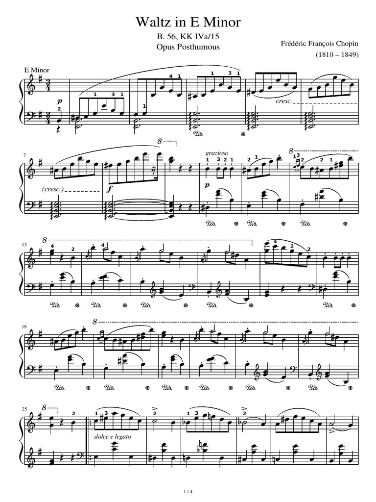 Chopin Waltz E Minor PDF Compositions Public Domain Music