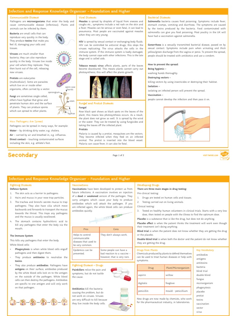 AQA Infection and Response Knowledge Organiser | PDF | Infection | Virus