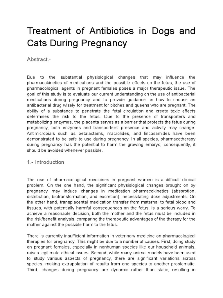 Treatment of Antibiotics in Dogs and Cats During Pregnancy PDF