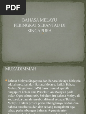 Bahasa Melayu Peringkat Serantau Di Singapura Pdf