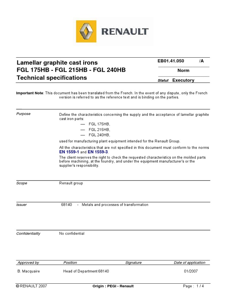 Lamellar Graphite Cast Irons FGL 175HB - FGL 215HB - FGL 240HB ...