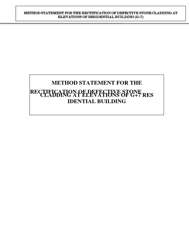 Method Statement Defective Stone Cladding PDF Scaffolding Electrician