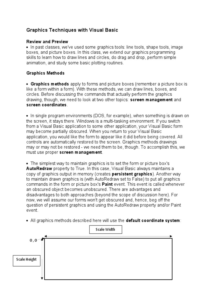Graphics Techniques With Visual Basic | PDF | Graphics | Height