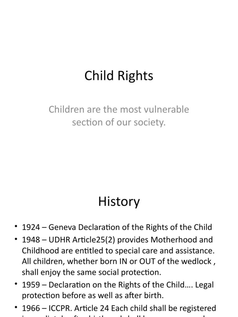 Child Rights Children Are The Most Vulnerable Section of Our Society PDF Children's Rights