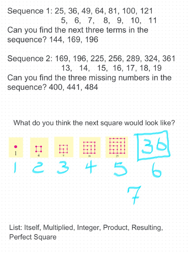 Square Number Sequence | PDF