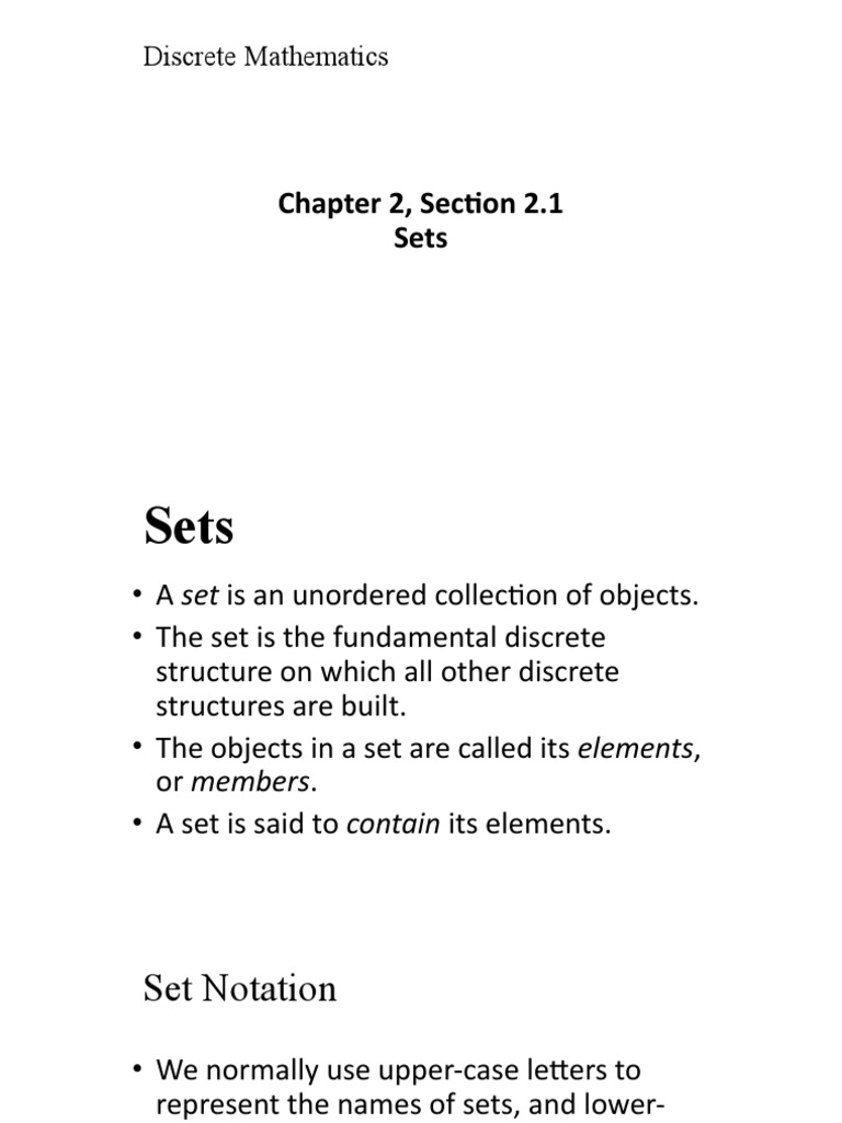 Sets and Subsets in Discrete Mathematics | PDF | Set (Mathematics ...